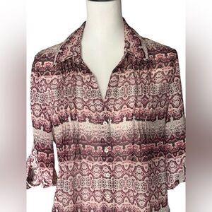 Vintage America Blues Pink Semi Sheer Boho Shirt Sz M